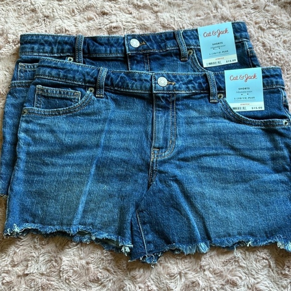 Cat & Jack Kids Blue Denim Shorts 2pcs Size 10/12 NWT